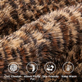 Melo10PM Leopard Print Fluffy Faux Fur Comforter Set Queen Size, 3 Pieces Brown Cheetah Plush Shaggy Fuzzy Bedding Set, Ultra Soft Luxury Furry Boho Animal Print Winter Warm Comforter for Women Gilrs Melo10PM