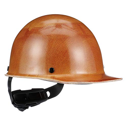 MSA 475395 Skullgard Cap Style Safety Hard Hat with Fas-Trac III Ratchet Suspension | Non-slotted Cap, Made of Phenolic Resin, Radiant Heat Loads up to 350F - Standard Size in Natural Tan - WoodArtSupply