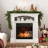 ORALNER 32” Electric Fireplace with Mantel, Package Wooden Firebox Surround Freestanding 18“ Fireplace Insert Heater w/ 3 Flame Effects, Remote & 6H Timer, Overheat Protection, 1400W (White) ORALNER