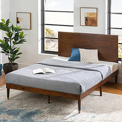 Zinus Raymond Mid-Century Solid Wood Platform Bed Frame with Adjustable Headboard - WoodArtSupply