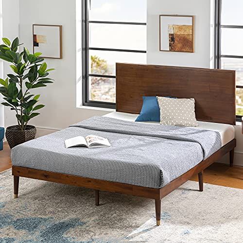 Zinus Raymond Adjustable Wood Platform Bed Frame with Solid Acacia Build - WoodArtSupply