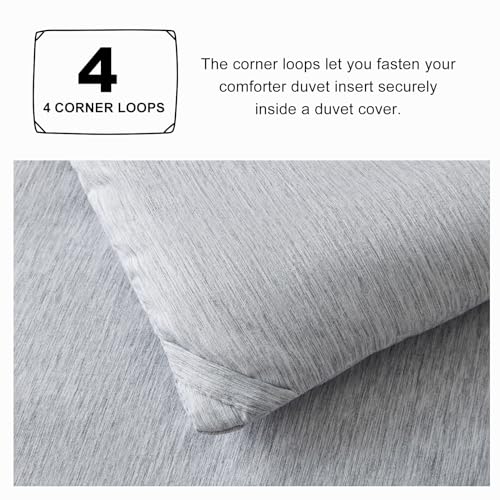 CozyLux King Size Comforter Set - 3 Pieces Light Grey Soft Luxury Cationic Dyeing Bedding Comforter for All Season, Light Gray Breathable Lightweight Fluffy Bed Set with 1 Comforter and 2 Pillow Shams CozyLux
