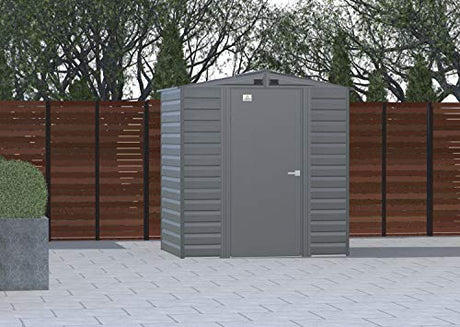 Arrow Select 6' x 5' Outdoor Lockable Steel Storage Shed Building, Charcoal Arrow