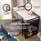 Giantex Twin Over Twin Bunk Bed, Wood L-Shaped Bunk Beds with Storage Bookshelf, Bunk Bed Frame with Guardrails and Ladder for Kids Boys Girls Teens Adults, Can be Convertible into 2 Beds, Espresso Giantex