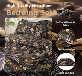 SDY 7PCS Dark Floral Comforter and Sheet Set Full Size, Black Flower Bedding Set for Girl/Women Gift Includes 1*Comforter,1* Flat Sheet, 1*Fitted Sheet,2*Pillowcases and 2*PillowcaseShams SDY