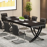 Tribesigns 6.5FT Conference Table for 6-8 People, 78 inch Long Rectangular Seminar Table with Strong Metal Frame, Business Furniture Boardroom Desk for Office Meeting Conference Room (6PCS, Black) Tribesigns