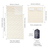 Exermil 100% Cotton Sleeping Bag Liner with Full Length Zipper on 3 Sides; Single/Double Adult Sleep Sack for Travel & Camping, Multifunctional Travel Sheets (Unzipped 87”x87”) for Hotel, Lightweight EXERMIL
