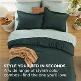 Bedsure Twin Comforter Set - 5 Pieces Forest Green Twin Bedding Set for All Seasons, Boho Contrasting Design Bed in a Bag with Comforter, Sheets, Pillowcase & Sham Bedsure