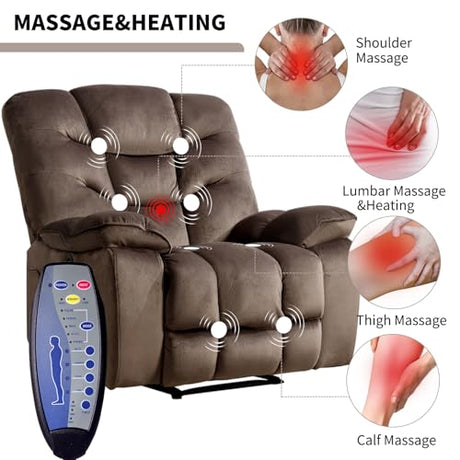HAOMARKETS Oversized Power Recliner Chair with Massage and Heat, 41" Wide Electric Reclining Chairs with USB Port, Breathable Fabric Overstuffed Reclining Sofa for Living Room Bedroom (No Lift) HAOMARKETS