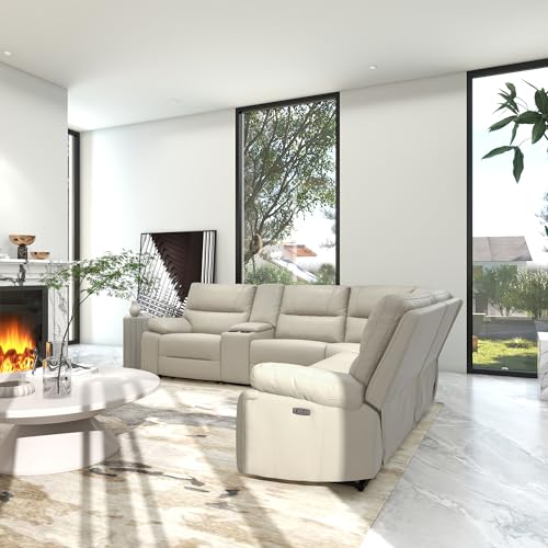 Jennifer Taylor Home Malibu 130" Modern Power Motion 6-Piece Reclining Corner Sectional with Cup Holders Jennifer Taylor Home