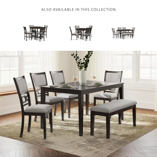 Signature Design by Ashley Langwest Dining Room Table Set, 4 Upholstered Chairs and Bench, Seats 6, Cushioned Seats, Wood, Cherry Brown Signature Design by Ashley