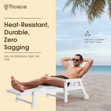 THOEOE Patio Chaise Lounge Chair, Lounge Chair Outdoor with 5 Positions, HDPE, Patio Lounge Chair with Wheels & Cup Holder for Pool, Deck, Poolside,White