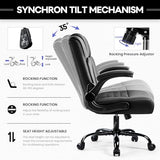OFIKA Leather Office Desk Chair,Ergonomic Office Chair with Lumbar Support,Computer Chair,Executive Leather Chair with Padded Flip-up Arm,Adjustable Armrests, Black,275LBS OFIKA