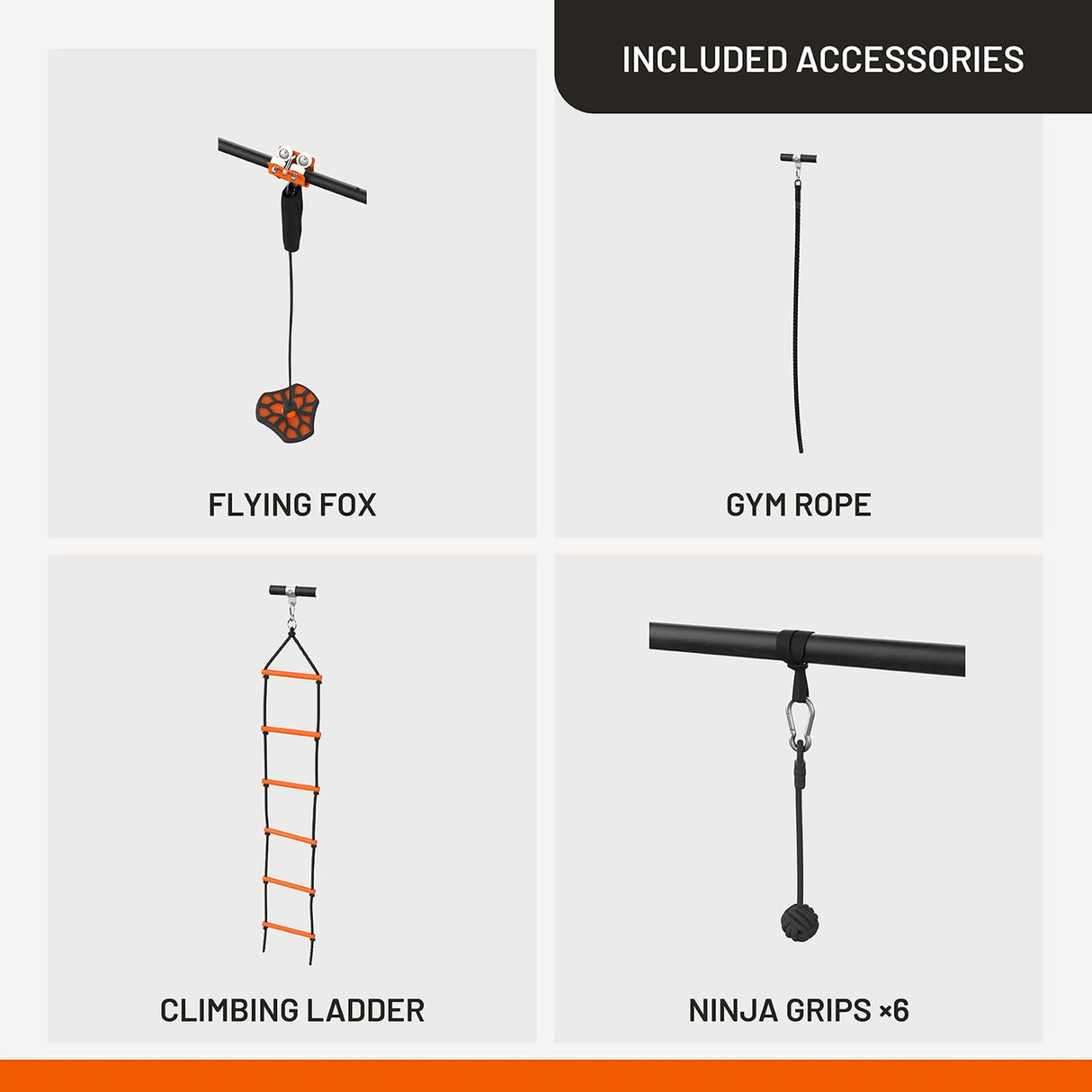 Vuly Adventure Quest Monkey Bars Extra Large Playset & Jungle Gym with Powder Coated Galvanized Steel, Shade Cover, Cargo Net, Ninja Grips, Flying Fox, Gym Rope, Climbing Ladder & Monkey Swing Vuly