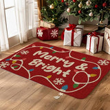 QIONG MENG Christmas Merry and Bright Doormat Outdoor Rug Decorative Doormats Farmhouse Home Kitchen Entrance Rug Floor Front Door Mats 17 x 27 Inch QIONG MENG