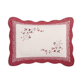 Caroline Embroidered Quilted Single Pillow Sham - King Size Sham, Red MODERN HEIRLOOM