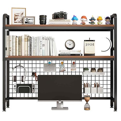 JXCAA Ladder Bookcase for Computer Desk, Dorm Room Desk Hutch, MDF + Steel Frame Material, Desktop Storage Rack, DIY Storage, L55/ 75/95 Cm JXCAA