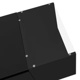 Merax Led Coffee Table with Open Storage Compartment and 2 Hidden Drawers, Modern Center Table with High-Gloss Finish and Glass Tabletop for Living Room, Black Merax