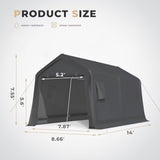 MELLCOM 8x14 ft Heavy Duty Carport, Outdoor Storage Shelter with Metal Frame & Vents, Portable Garage Shed for Bikes, Motorcycles, ATV Car and Outdoor Tools MELLCOM