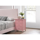Glory Furniture Daniel 3 Drawer Nightstand in Pink Glory Furniture