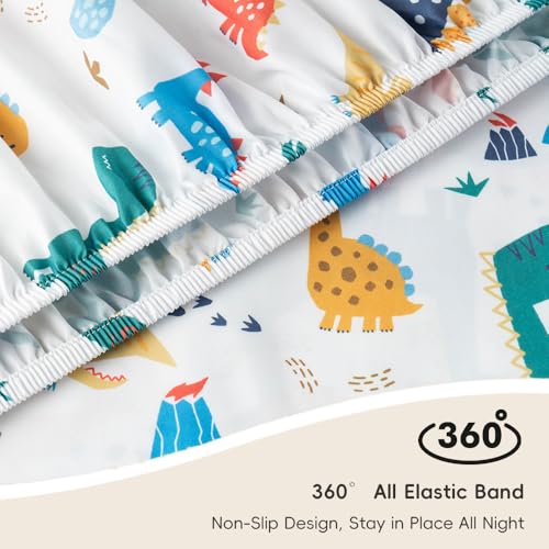 Bunnikins & Clover Kids Sheets Set Twin Size, Deep Pocket Twin Sheets Set Soft Printed Microfiber Dinosaur Toddler Bedding Set for Boys Girls Bunnikins & Clover