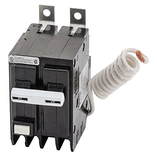 Eaton QBGFT2020 Bolt-On Mount Type QBGFT Ground Fault Circuit Breaker 2-Pole 20 Amp 120/240 Volt AC Quicklag