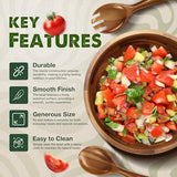 Tidita 12" Salad Bowl Set with 2 Wooden Hands - Large Acacia Wood Serving Bowl with Serving Utensils - Big Mixing Bowl for Fruits, Salad,Pasta for Kitchen Counter (12" Diameter x 4.5" Height) Tidita