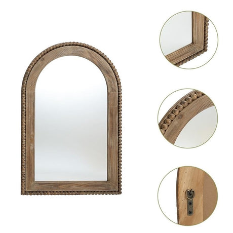 LuxenHome Traditional Arch Wall Mirror, Wood Framed Arch Window Wall Mirror, Farmhouse Decor, Decorative Wooden Mirror, Accent Entryway Wall Mirror, Wall Mounted Mirror Living Room Wall Decor LuxenHöme