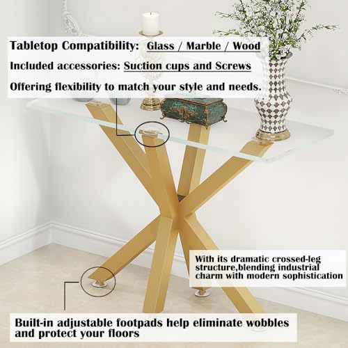 sumatos Metal Console Table Base 30 Inch, Modern Desk Legs for Marble,Glass,Wood Top, Heavy Duty Sofa Table Legs for Hallway,Entry, Living Room,Office 35" L x 16" W x 30" H (Gold) sumatos