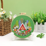 Louise Maelys Embroidery Kits for Beginners,Cross Stitch Kit for Adults,DIY Needlepoint with Forest Garden House Pattern,Including Hoop,Threads and Instructions