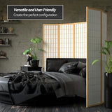 Red Lantern 6 ft. Tall Window Pane Shoji Screen - Natural - 4 Panels Red Lantern