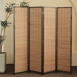 Furnnylane 4 Panel Bamboo Room Divider and Folding Panel Screen,Bamboo Panel Divider for Room Separation,Brown,67" H x 61.4" W Furnnylane
