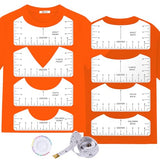 10 PCS T-Shirt Ruler Guide - Tshirt Measurement Tools for Children Youth Adult, V-Neck/Round PVC Rule Rulers Designs Heat Press Accessories for Vinyl Alignment, Heat Press MFJUNS