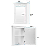 Tangkula Bathroom Cabinet with Mirror, Mirrored Wall-Mounted Storage Medicine Cabinet w/Single Door & Adjustable Shelf in 5 Positions, Multipurpose Wall Cabinet for Bathroom (White) Tangkula
