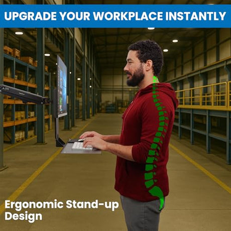Mount-It! Monitor and Keyboard Wall Mount with VESA Keyboard Tray | Adjustable Computer Wall Desk with Mouse Platform | Space-Saving Ergonomic Stand-Up Workstation for Home Office | Fits 75x75, 100x100 VESA Mounts Mount-It!