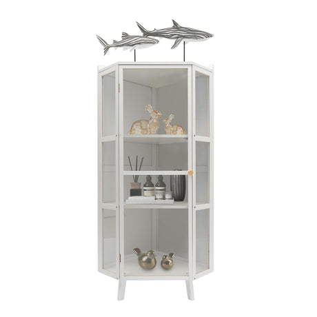 Xlsdlvcnxz 4 Tier Corner Cabinet with Acrylic Doors Curio Display Cabinet Corner Freestanding Floor for Kitchen Living Room Bedroom Hallways Xlsdlvcnxz