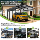 Jocoevol 10x15FT Metal Carport, Heavy Duty Car Garage w/Reinforced Support Rods and Windproof Ground Anchors, All-Weather Multi-Use Outdoor Shelter for Car, Boats and Truck Jocoevol
