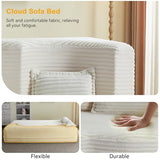 78" Twin Size Convertible Folding Sleeper Sofa Bed, Modern Corduroy Futon Sofa Bed with Pillow, Foam Mattress Loveseat Cloud Couch, No Assembly Floor Couches for Living Room, Playroom, Apartment Beige extrasleep