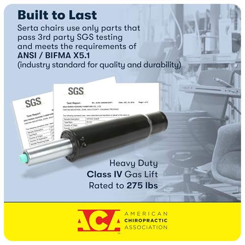 Serta Hannah Executive Home Office Desk Chair, Ergonomic Mid-Back with Lumbar Support, Firm Seat Cushion, Layered Body Pillows, Padded Armrests, Swivel Base, Easy Assembly, Microfiber, Black/Grey Serta