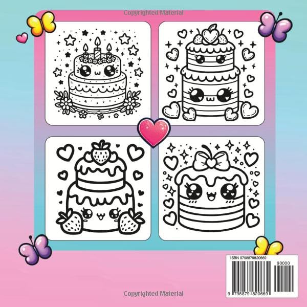 Kawaii Cakes coloring book: 50 Simple and Cute Yummy sweet Birthday and Wedding Cakes Illustrations for Kids, Girls and Boys (Kawaii Coloring books) WoodArtSupply