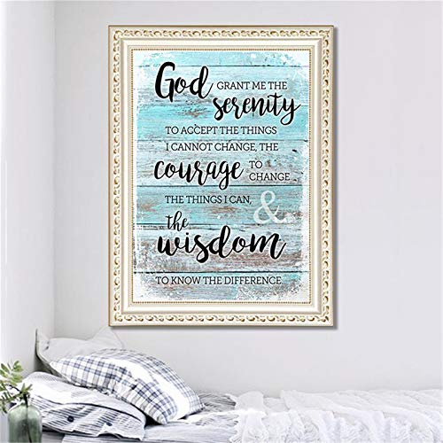 5D Diamond Painting by Number Kit, Grant Me Serenity Courage Wisdom Full Drill Embroidery Cross Stitch Picture Supplies Arts Craft Wall Sticker Decor 11.8x15.7 inch Grneric