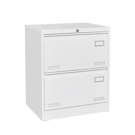 Gustonhon 2 Drawer Metal Lateral File Cabinet with Lock,Office Vertical Files Cabinet for Home Office/Legal/Letter/A4, Locking Wide Metal File Cabinet,Assembly Required (White, 2 Drawer) Gustonhon