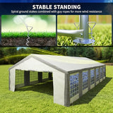 Outsunny 20 x 40 ft Heavy Duty Party Tent Outdoor Gazebo Wedding Tent Event Shelter Carport BBQ with Removable Sidewalls & Windows, Outside Waterproof Canopy for Parties, White and Gray Outsunny