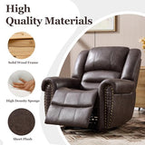 CANMOV Rocker Recliner Chair, Leather Recliner Chair with Overstuffed Backrest and Armrests, Manual Single Sofa for Living Room,Bedroom, Dark Grey