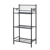 L&H UNICO 3-Shelf Tier Standing Unit Storage Wire Shelving Multipurpose Rack Organizer with 4-Hooks for Bathroom Laundry Kitchen Office, Black L&H UNICO