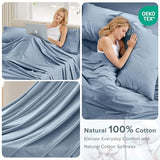 Comfort Spaces 100% Cotton Sheet Set Breathable, Lightweight, Soft with 12" Elastic Pocket Fits up to 14" Mattress, All Season Cozy Bedding, Matching Pillow Case, Twin Blue 3 Piece Comfort Spaces