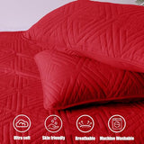 Whale Flotilla Soft Twin Size Quilt Set for All Seasons, 2-Piece Ultrasonic Geometric Quilts Bedding Set, Lightweight Reversible Bedspread, Coverlet, Bed Cover with Pillow Sham, Red Whale Flotilla