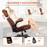 Ergonomic Executive Office Chair with Flip-Up Arms, Faux Leather Desk Chair with Lumbar Support, Adjustable Headrest Home Office Computer Gaming Chair, Comfy 360° Swivel & Rocking Function fidom