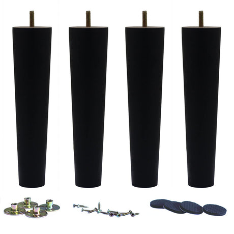 WEICHUAN Black Round Solid Wood Replacement Sofa Couch Chair Ottoman Loveseat Coffee Table Cabinet Furniture Wood Legs Wood Furniture Legs(10" Set of 4) WEICHUAN