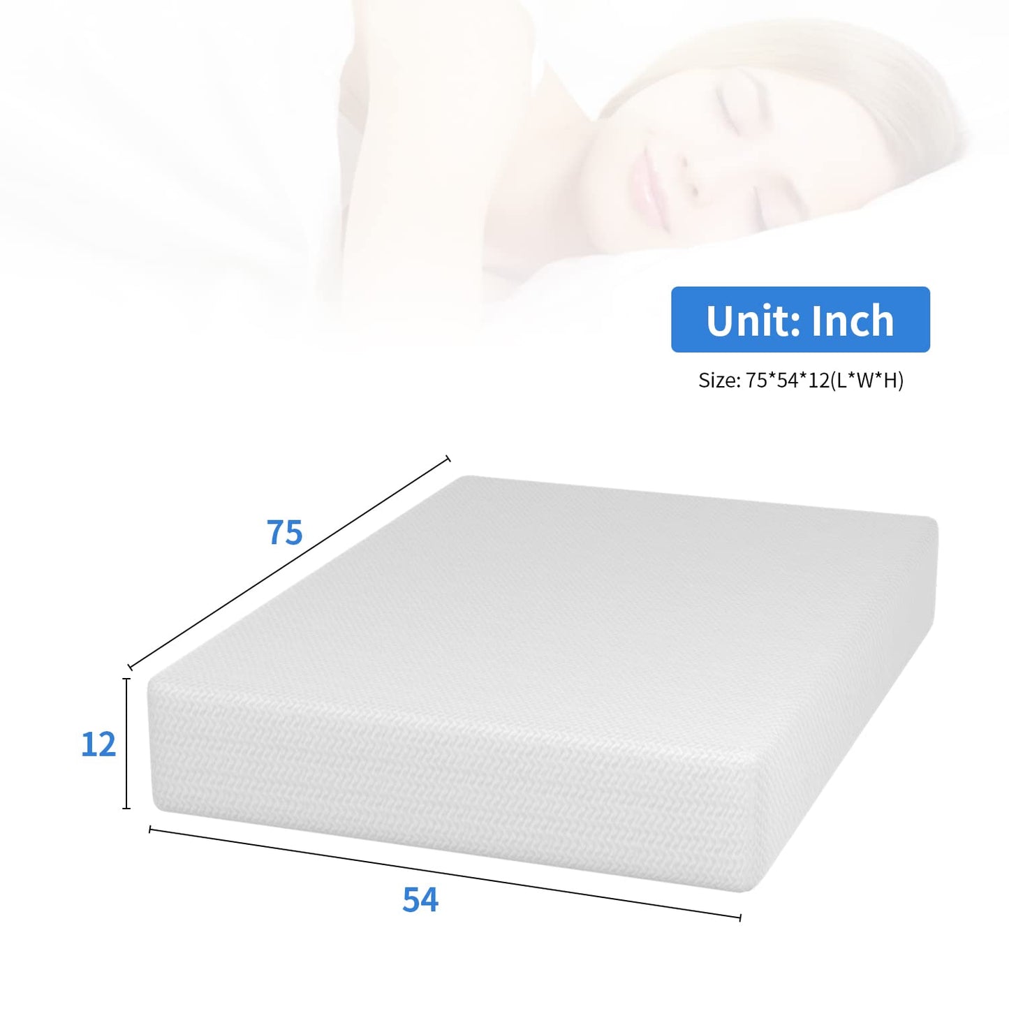 12 Inch Green Tea Full Size Memory Foam Mattress,Bed-in-a-Box Medium Firm Mattress CertiPUR-US Certified Breathable Bed Mattress for Cooler Sleep Supportive & Pressure Relief,Full